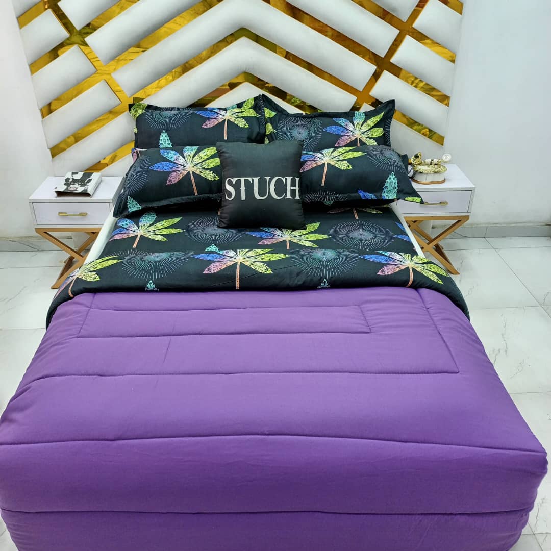 COMBINED PURPLE WITH BLACK SPROUT 7/7 DUVET SET