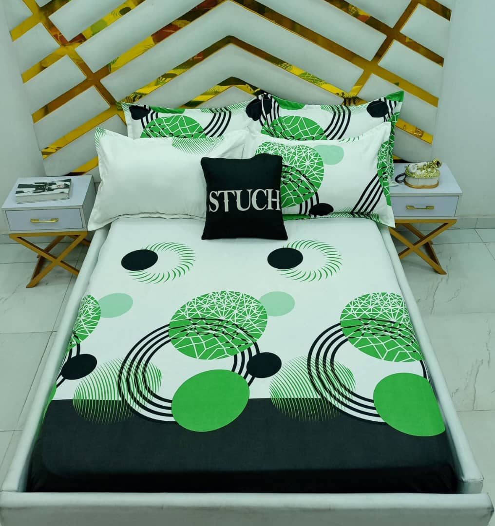 GREEN WHITE CIRCLE EXTRALARGE BEDSHEET